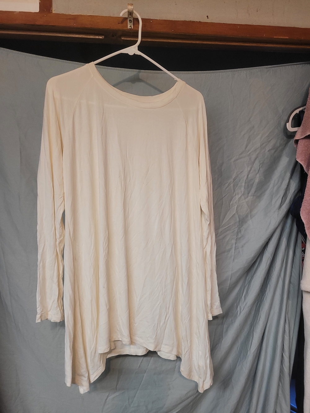 Light Cream Long Sleeve Women's Swing Top - Relaxed Fit